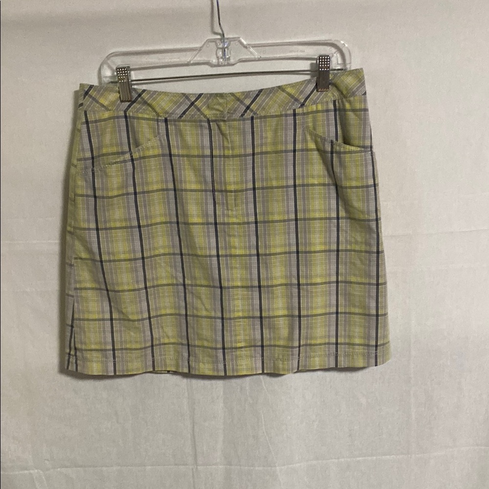 Annika Cutter & Buck Yellow &Gray Plaid Skort with built in shorts EUC